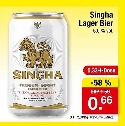 Singha Lager Bier 0,33 l Dose - Premium Import Bier