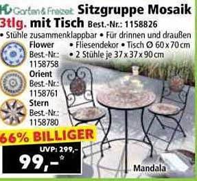Sitzgruppe Mosaik 3tlg. mit Tisch – Best.-Nr.: 1158826