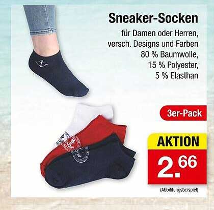 Sneaker-Socken 3er-Pack für Damen und Herren