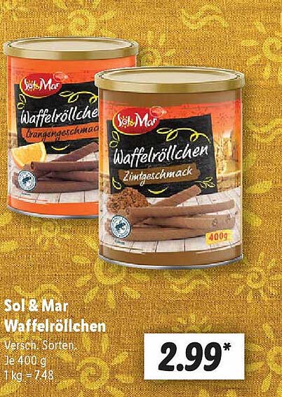 Sol & Mar Waffelröllchen 400g, verschiedene Sorten