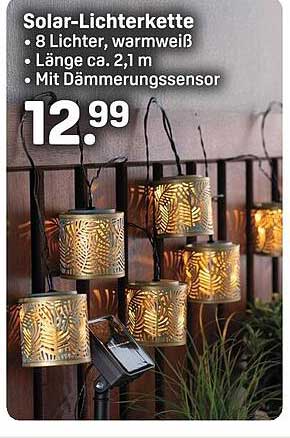 Solar-Lichterkette mit 8 Lichtern in warmweiß