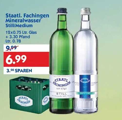 Staatl. Fachingen Mineralwasser Still/Medium 12x0.75 L.