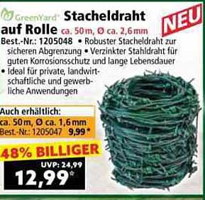 Stacheldraht auf Rolle 50m, Ø 2,6mm