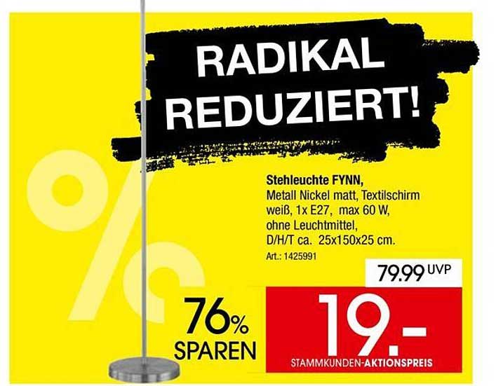 Stehleuchte FYNN - Metall Nickel matt mit Textilschirm weiß