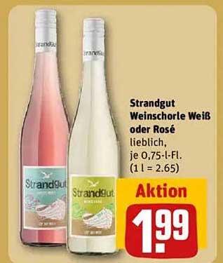 Strandgut Weinschorle Weiß oder Rosé 0,75 l