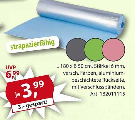strapazierfähige Abdeckfolie L 180 x B 50 cm, Stärke: 6 mm