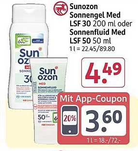 Sunozon Sonnengele Med LSF 30 200 ml oder Sonnenfluid Med LSF 50 50 ml