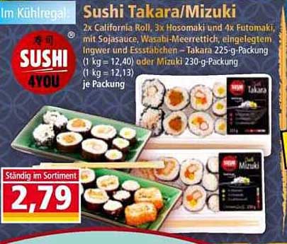 Sushi Takara/Mizuki 225-g-Packung
