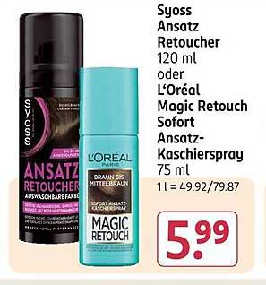 Syoss Ansatz Retoucher oder L'Oréal Magic Retouch Sofort Ansatz-Kaschierspray