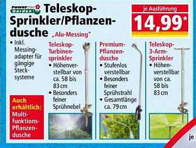 Teleskop-Sprinkler/Pflanzendusche - Aluminium-Messing