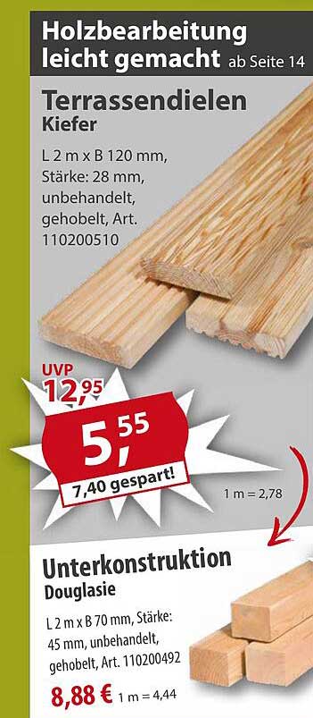 Terrassendielen Kiefer und Unterkonstruktion Douglasie