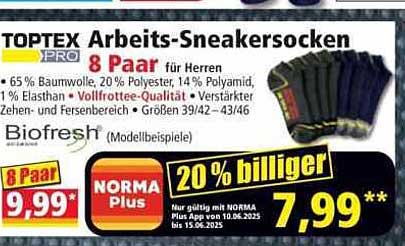 TOPTEX PRO Arbeits-Sneakersocken 8 Paar für Herren
