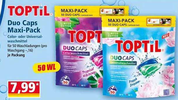 TOPTIL Duo Caps Maxi-Pack für 50 Waschladungen