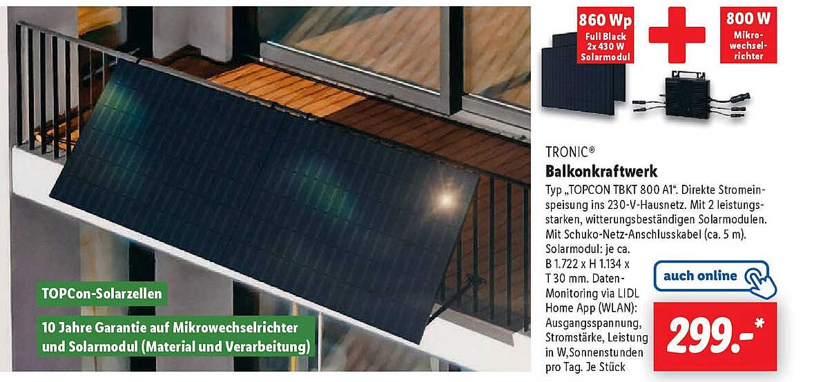 TRONIC® Balkonkraftwerk TOPCON TBKT 800 A1