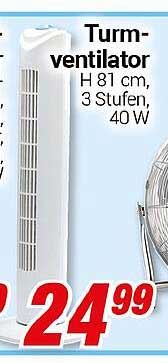 Turmventilator H 81 cm, 3 Stufen, 40 W