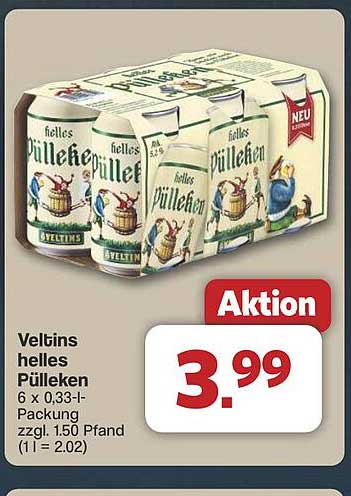 Veltins helles Pülleken 6 x 0,33-l-Packung