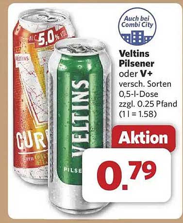 Veltins Pilsener oder V+ verschiedene Sorten, 0,5 l-Dose