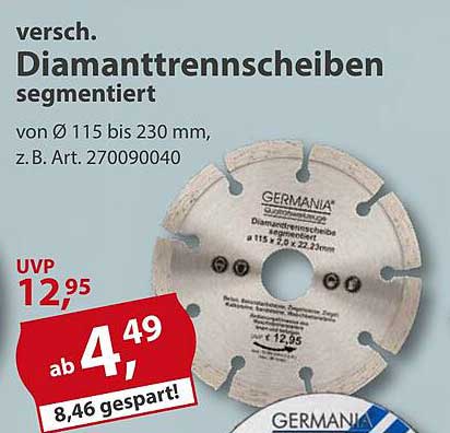 versch. Diamanttrennscheiben segmentiert von Ø 115 bis 230 mm, z.B. Art. 270090040
