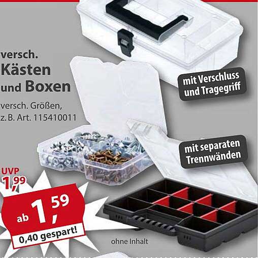 versch. Kästen und Boxen mit Verschluss und Tragegriff