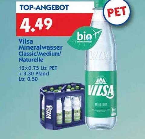 Vilsa Mineralwasser Classic/Medium/Naturelle 12x0,75 Ltr. PET