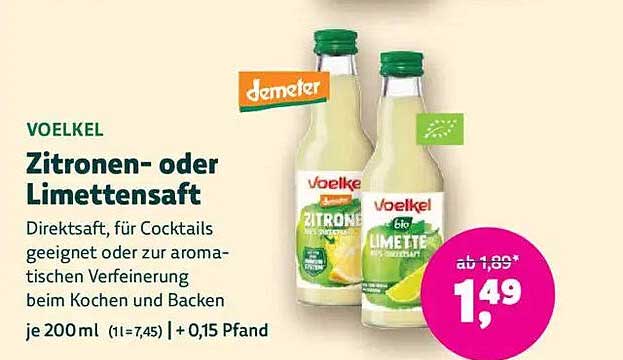 VOELKEL Zitronen- oder Limettensaft