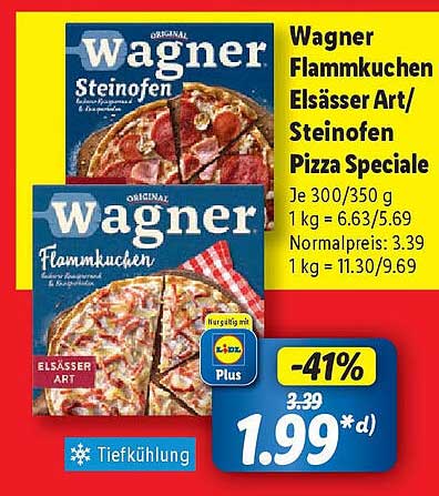 Wagner Flammkuchen Elsässer Art/Steinofen Pizza Speciale
