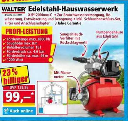WALTER Edelstahl-Hauswasserwerk XJP1200inox-C