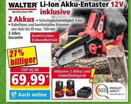 WALTER Li-Ion Akku-Entaster 12V inklusive 2 Akkus