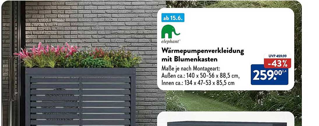 Wärmepumpenverkleidung mit Blumenkasten