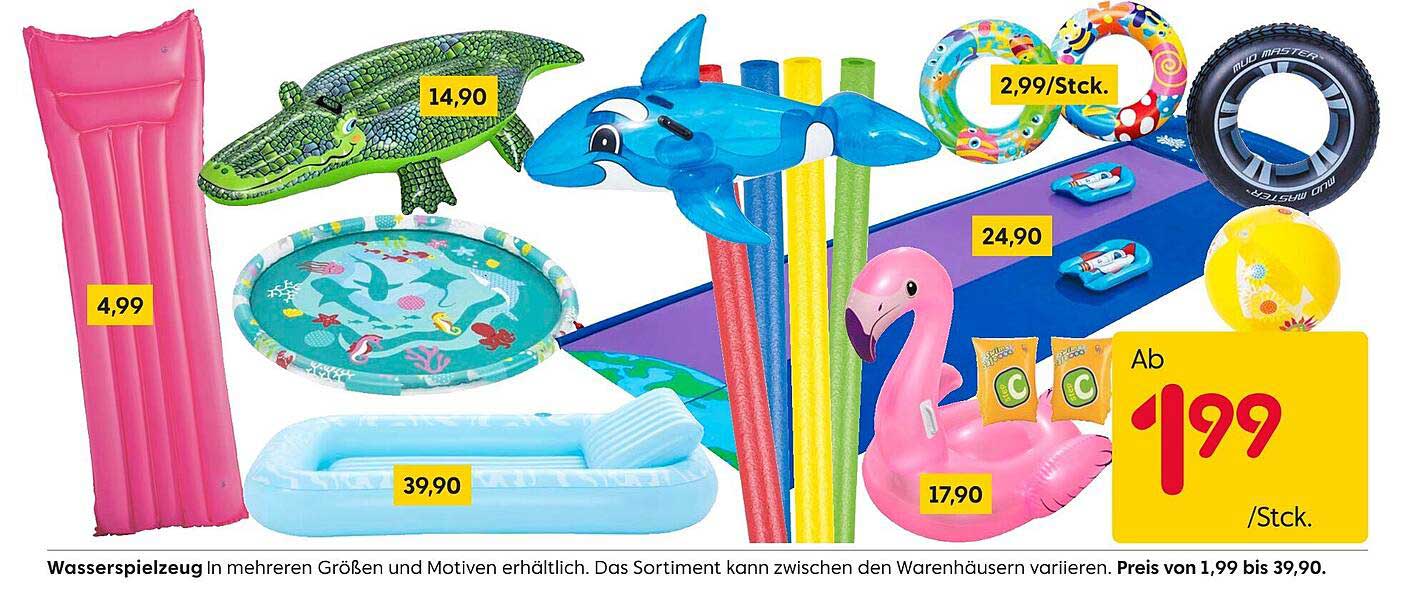 Wasserspielzeug in mehreren Größen und Motiven erhältlich