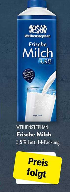 Weihenstephan Frische Milch 3,5 % Fett, 1-L-Packung