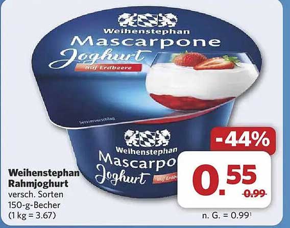 Weihenstephan Rahmjoghurt verschiedene Sorten 150-g-Becher