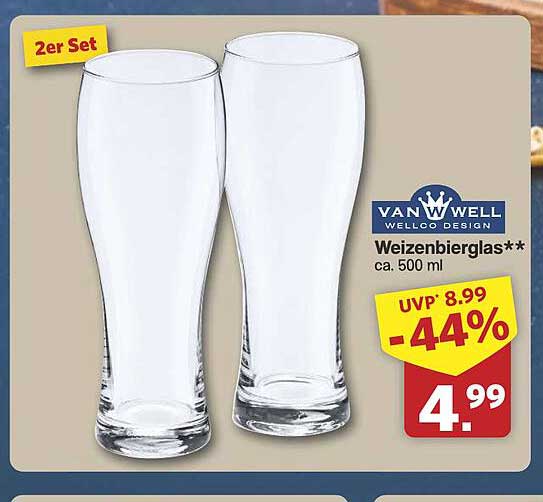 Weizenbierglas 2er Set von VAN WELL - Jetzt zugreifen!
