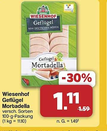 Wiesenhof Geflügel Mortadella 100-g-Packung -30%