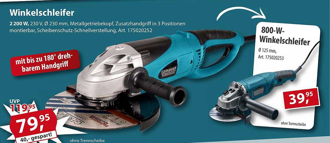 Winkelschleifer 2200 W - Sonderangebot im Baumarkt-Prospekt