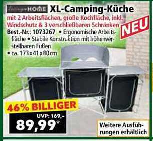 XL-Camping-Küche mit 2 Arbeitsflächen und großem Kochbereich