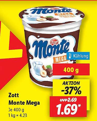 Zott Monte Mega 400 g - Aktionspreis