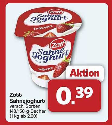 Zott Sahnejoghurt – Verschiedene Sorten 140/150-g-Becher