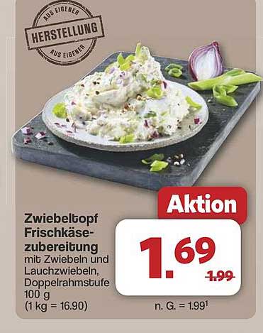 Zwiebeltopf Frischkäsezubereitung mit Zwiebeln und Lauchzwiebeln, Doppelrahmstufe 100 g