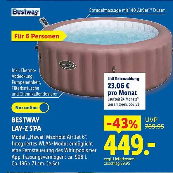 BESTWAY LAY-Z SPA Modell „Hawaii MaxHold Air Jet 6“