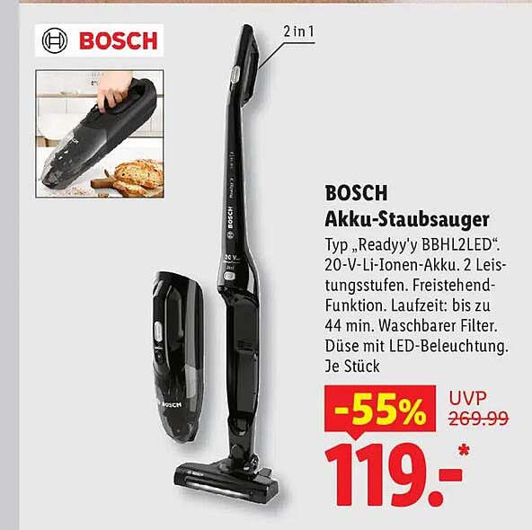 BOSCH Akku-Staubsauger Typ „Readyy'y BBHL2LED“