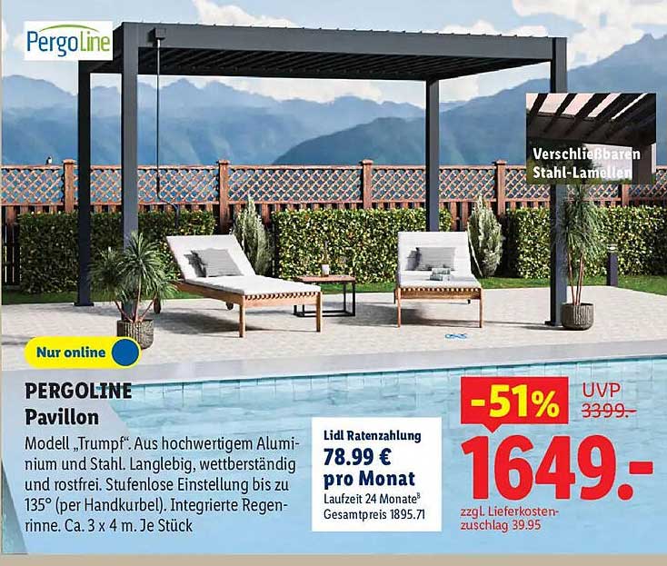 PERGOLINE Pavillon Modell „Trumpf“