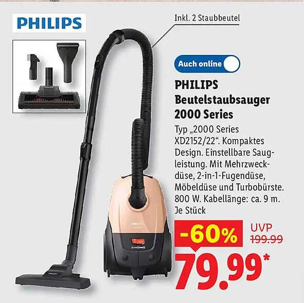 PHILIPS Beutelstaubsauger 2000 Series