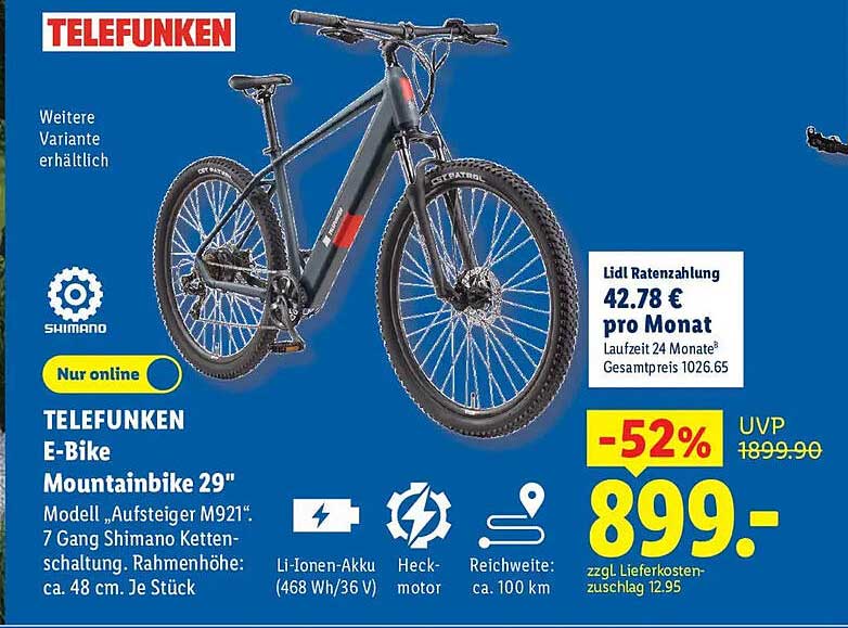 TELEFUNKEN E-Bike Mountainbike 29"
