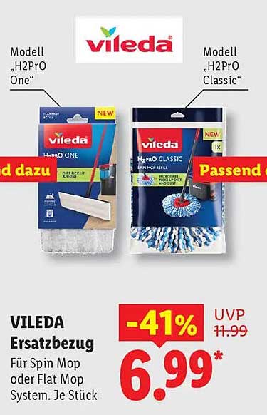 VILEDA Ersatzbezug Für Spin Mop oder Flat Mop System. Je Stück