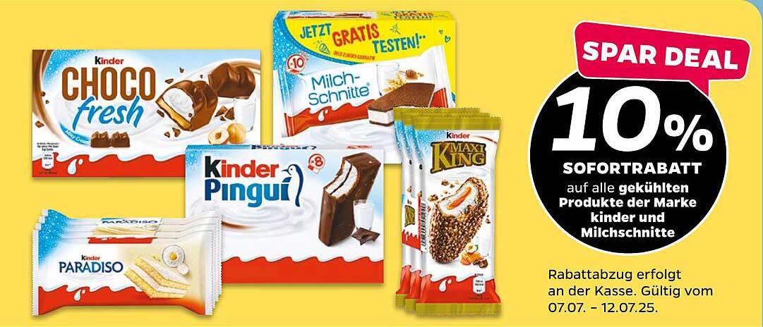 10% Sofortrabatt auf gekühlte Produkte von Kinder und Milch-Schnitte