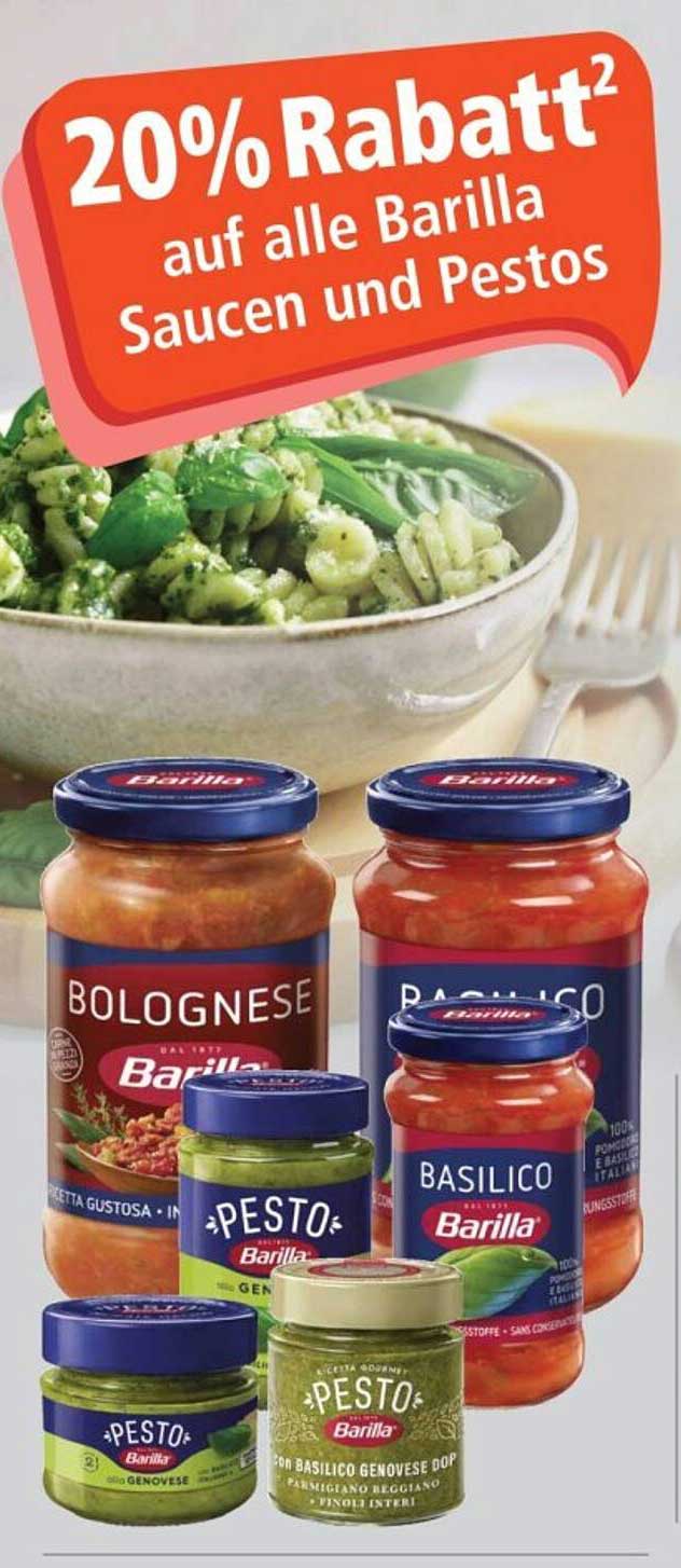 20% Rabatt auf alle Barilla Saucen und Pestos
