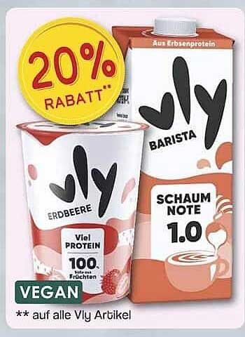 20% Rabatt auf alle Vly Artikel – Erdbeere und Barista Schaum Note 1.0