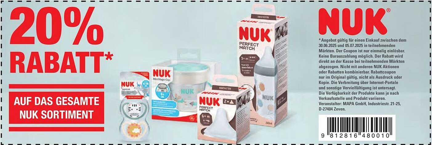 20% Rabatt auf das gesamte NUK Sortiment