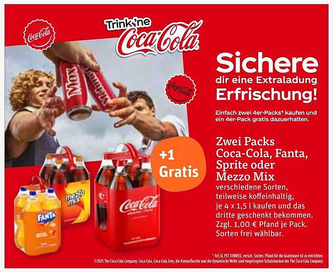2+1 Gratis auf Coca-Cola, Fanta, Sprite oder Mezzo Mix